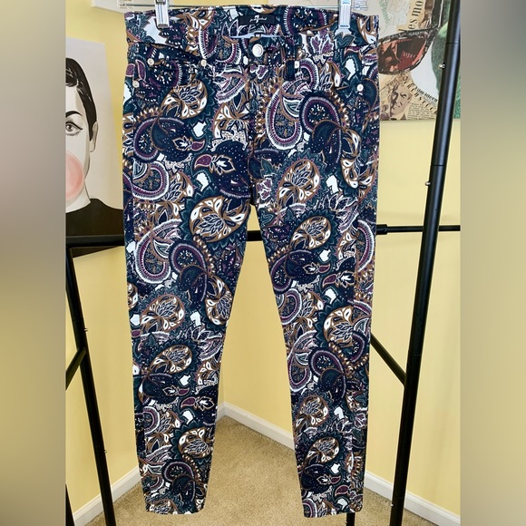 💫HP‼️💫 7 FOR ALL MANKIND Ankle Skinny Jeans in Allover Paisley Print, Size 29 - Picture 5 of 9